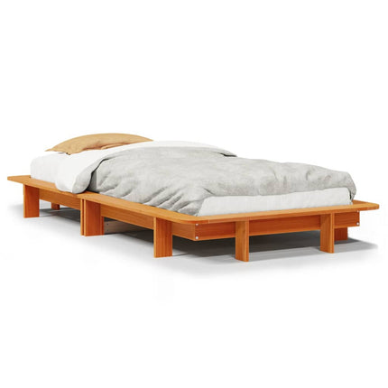 sengeramme uden madras 75x190 cm massivt fyrretræ gyldenbrun