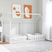 sengeramme til husseng 90x200 cm massivt fyrretræ hvid