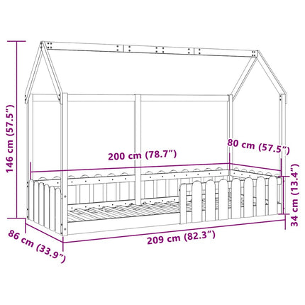sengeramme til husseng 80x200 cm massivt fyrretræ