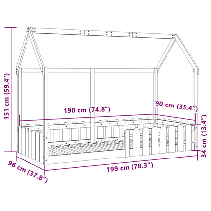 sengeramme til husseng 90x190 cm massivt fyrretræ gyldenbrun