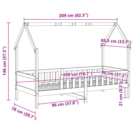 sengeramme til husseng 80x200 cm massivt fyrretræ