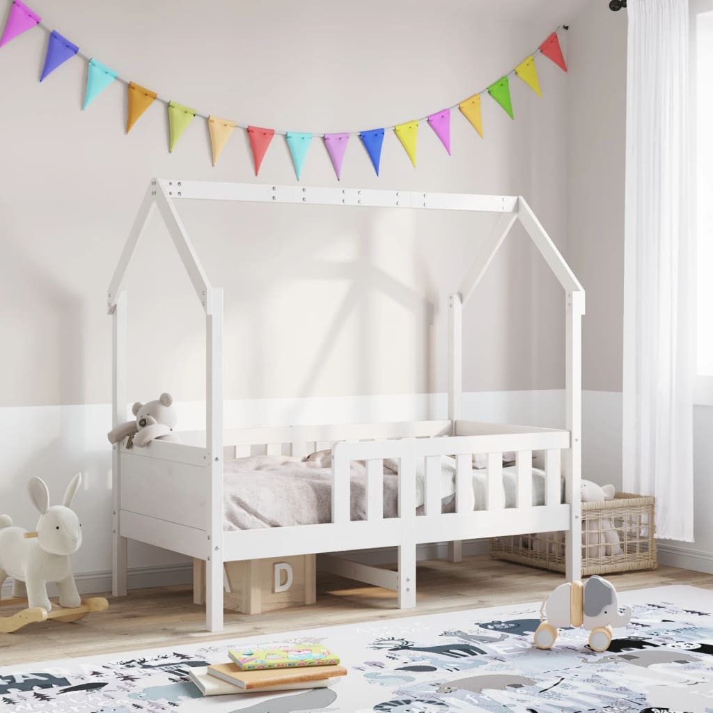 sengeramme til husseng 70x140 cm massivt fyrretræ hvid