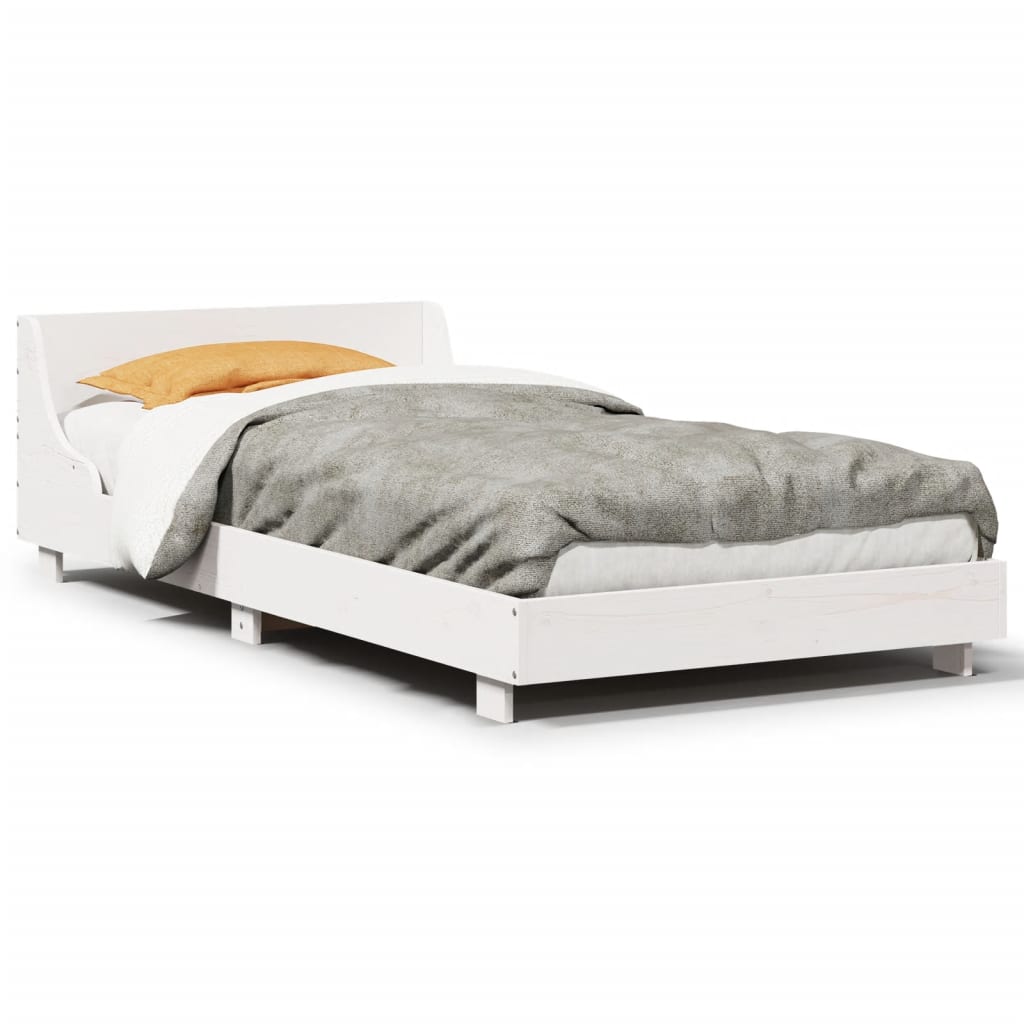 sengeramme uden madras 90x200 cm massivt fyrretræ hvid