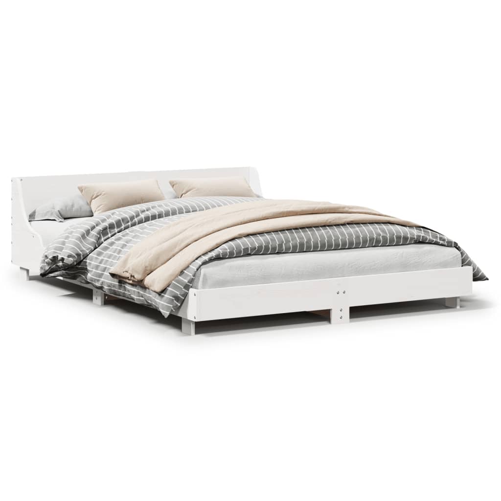 sengeramme uden madras 120x190 cm massivt fyrretræ hvid