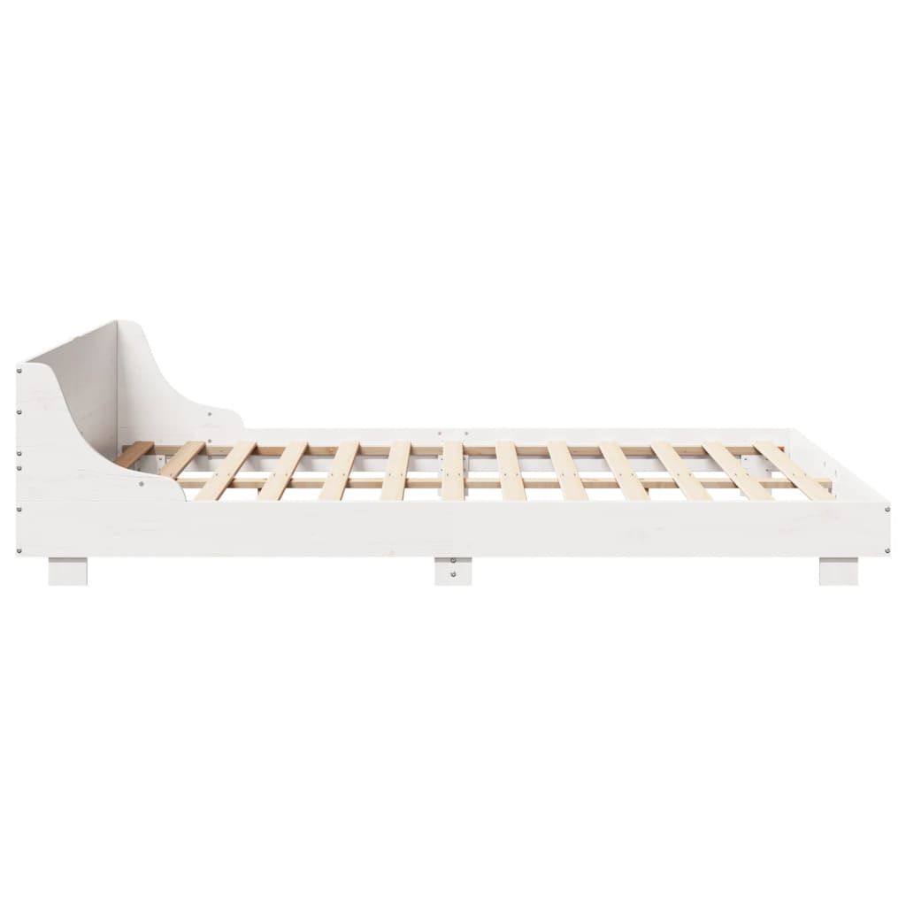 sengeramme uden madras 120x190 cm massivt fyrretræ hvid