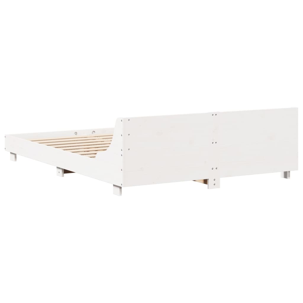 sengeramme uden madras 120x190 cm massivt fyrretræ hvid