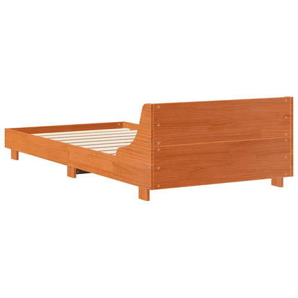 sengeramme uden madras 90x190 cm massivt fyrretræ gyldenbrun