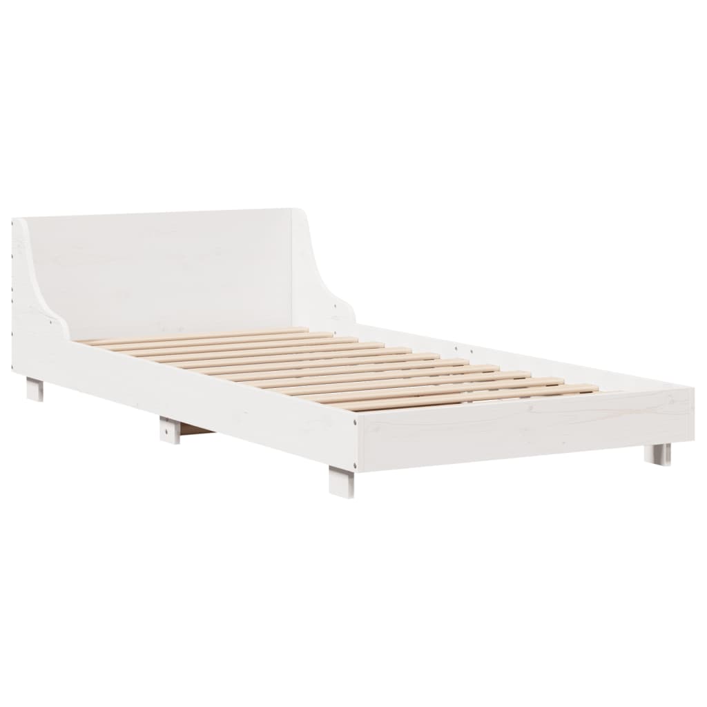 sengeramme uden madras 75x190 cm massivt fyrretræ hvid