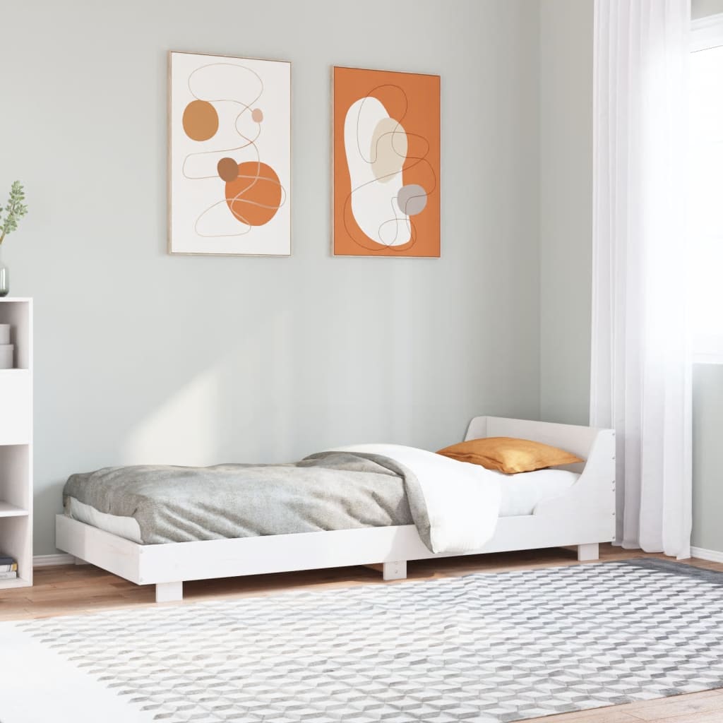 sengeramme uden madras 75x190 cm massivt fyrretræ hvid