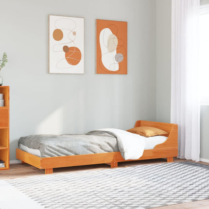 sengeramme uden madras 75x190 cm massivt fyrretræ gyldenbrun