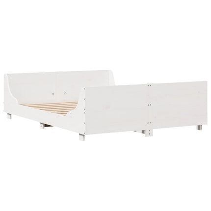 sengeramme uden madras 120x200 cm massivt fyrretræ hvid