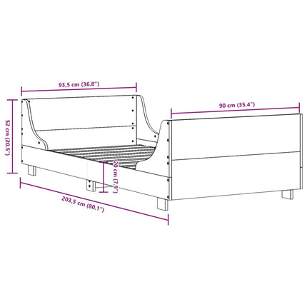 sengeramme uden madras 90x200 cm massivt fyrretræ hvid