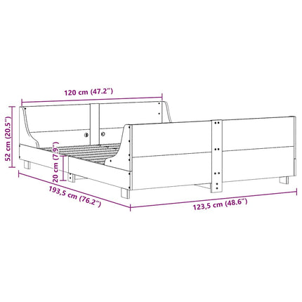 sengeramme uden madras 120x190 cm massivt fyrretræ gyldenbrun