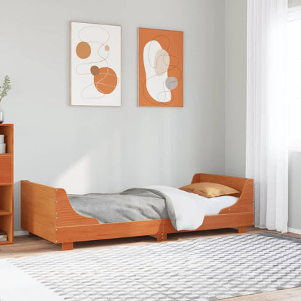 sengeramme uden madras 90x190 cm massivt fyrretræ gyldenbrun