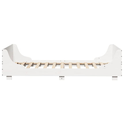 sengeramme uden madras 75x190 cm massivt fyrretræ hvid