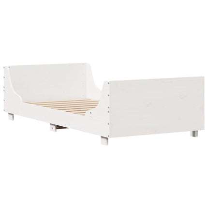 sengeramme uden madras 75x190 cm massivt fyrretræ hvid