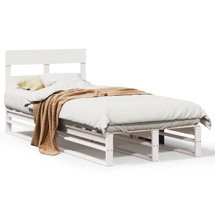 sengeramme uden madras 75x190 cm massivt fyrretræ hvid