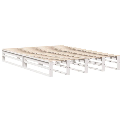 sengeramme uden madras 120x200 cm massivt fyrretræ hvid