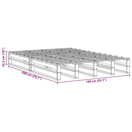 sengeramme uden madras 140x200 cm massivt fyrretræ hvid