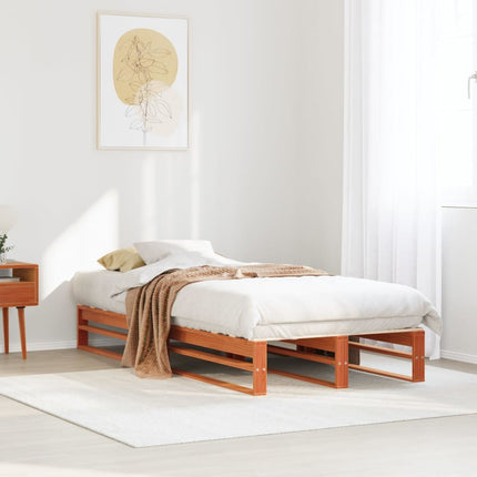 sengeramme uden madras 75x190 cm massivt fyrretræ gyldenbrun