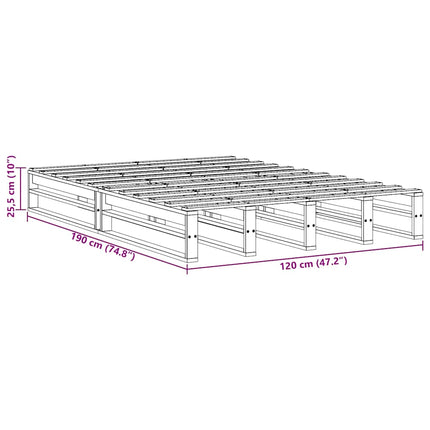 sengeramme uden madras 120x190 cm massivt fyrretræ