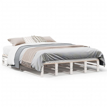 sengeramme uden madras 120x190 cm massivt fyrretræ hvid