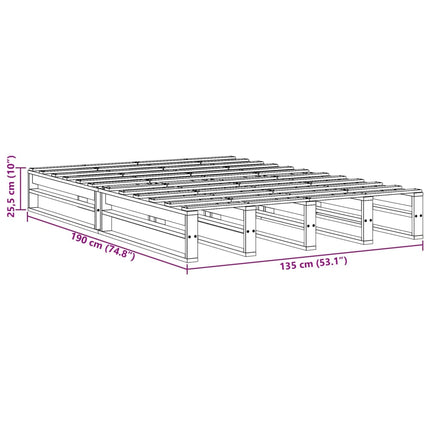 sengeramme uden madras 135x190 cm massivt fyrretræ hvid