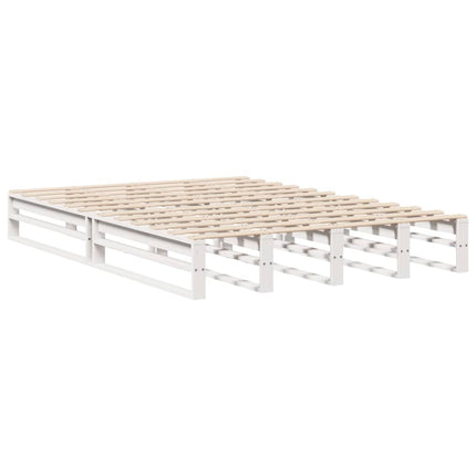 sengeramme uden madras 135x190 cm massivt fyrretræ hvid