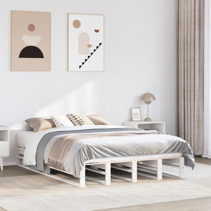 sengeramme uden madras 135x190 cm massivt fyrretræ hvid