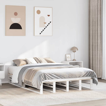 sengeramme uden madras 140x190 cm massivt fyrretræ hvid