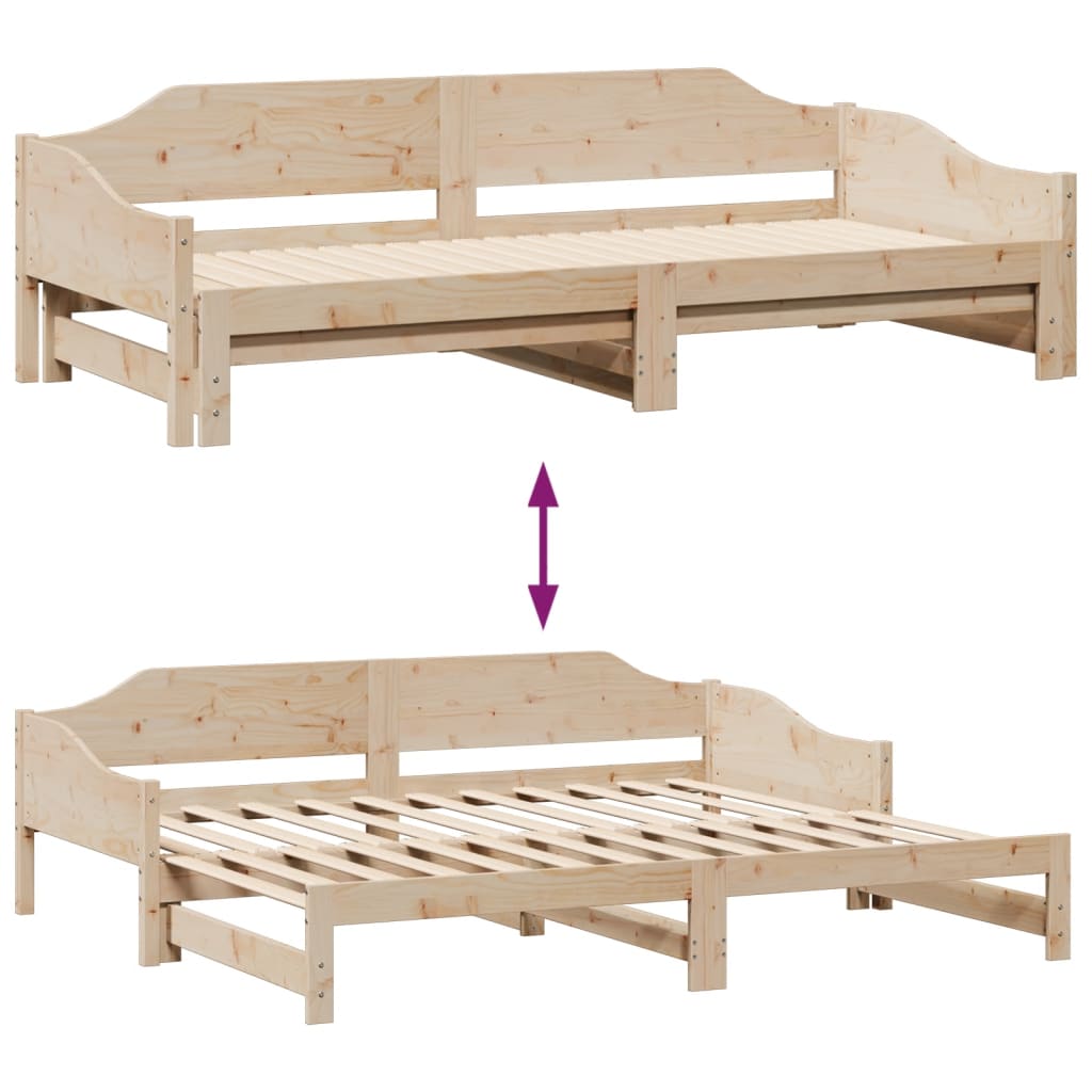 daybed med udtræk 90x200 cm massivt fyrretræ