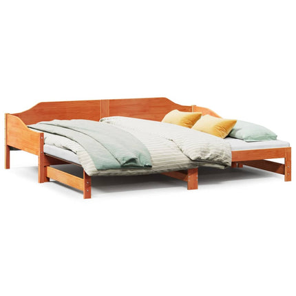 daybed med udtræk 90x200 cm massivt fyrretræ gyldenbrun