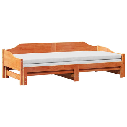 daybed med udtræk 90x200 cm massivt fyrretræ gyldenbrun