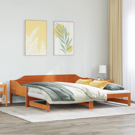 daybed med udtræk 90x200 cm massivt fyrretræ gyldenbrun