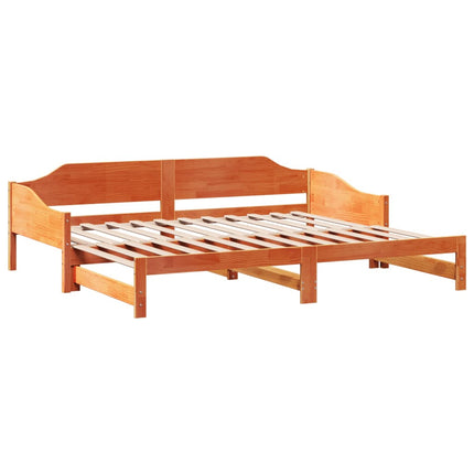 daybed med udtræk 90x200 cm massivt fyrretræ gyldenbrun