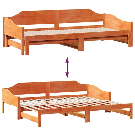 daybed med udtræk 90x200 cm massivt fyrretræ gyldenbrun