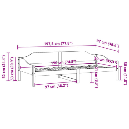 sengeramme uden madras 90x190 cm massivt fyrretræ