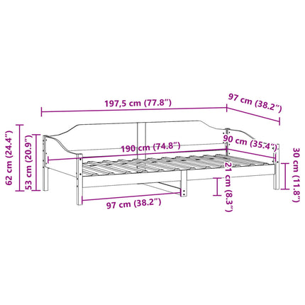 sengeramme uden madras 90x190 cm massivt fyrretræ hvid