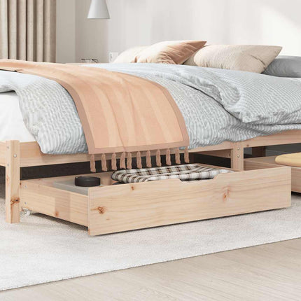 sengeskuffer med hjul 2 stk. 95x55x17 cm massivt fyrretræ