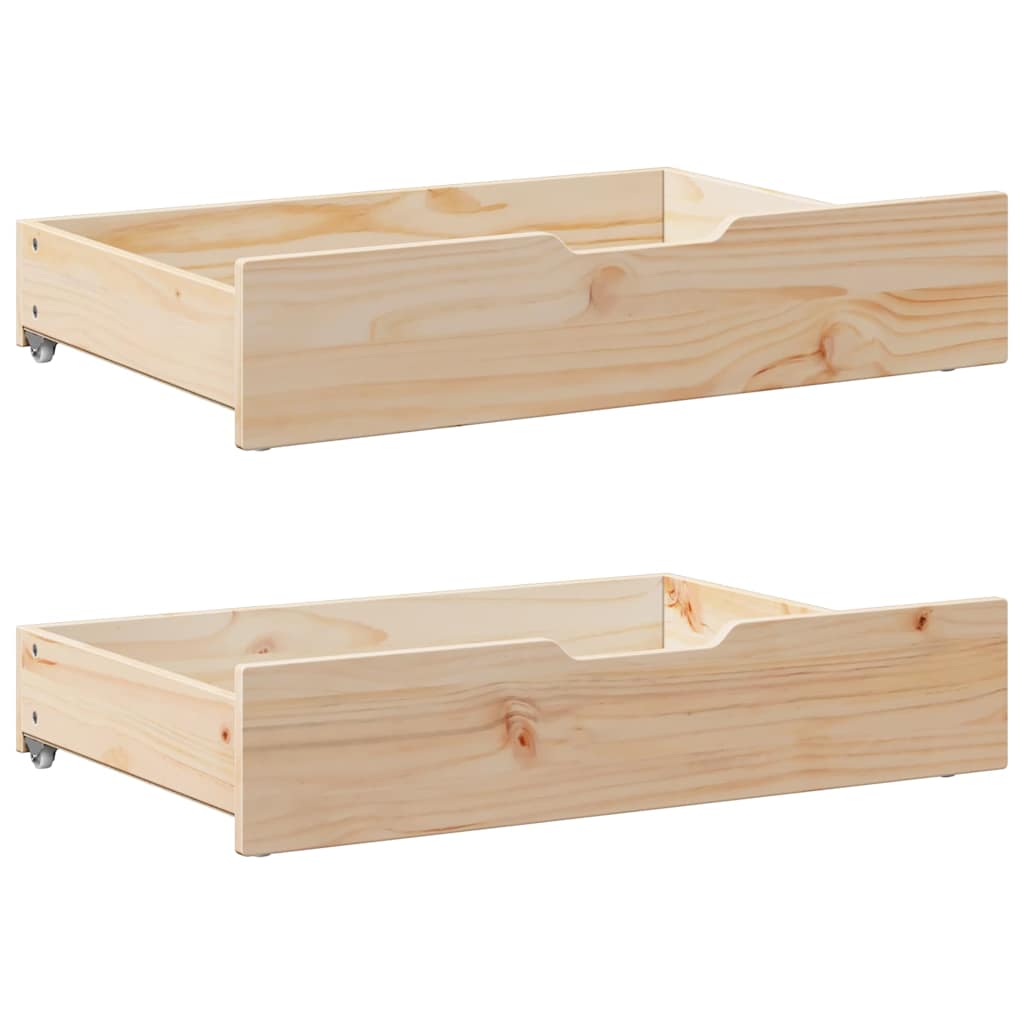 sengeskuffer med hjul 2 stk. 85x55x17 cm massivt fyrretræ