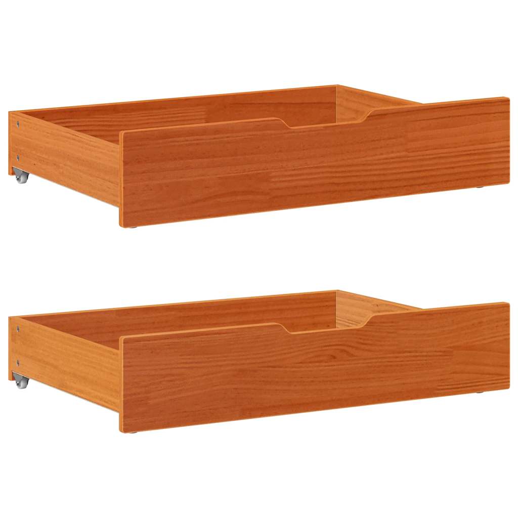sengeskuffer 2 stk. 85x55x17 cm massivt fyrretræ gyldenbrun