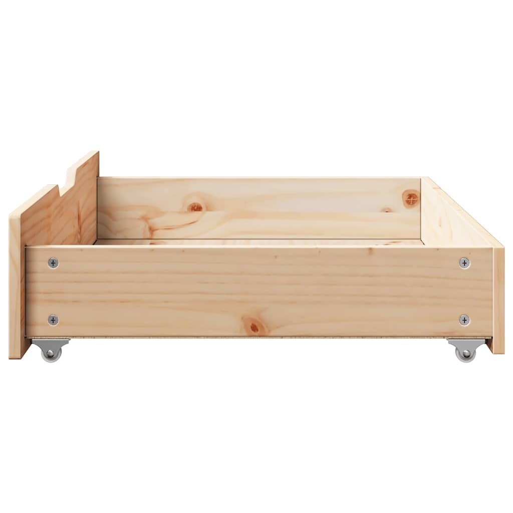 sengeskuffer med hjul 2 stk. 80x55x17 cm massivt fyrretræ