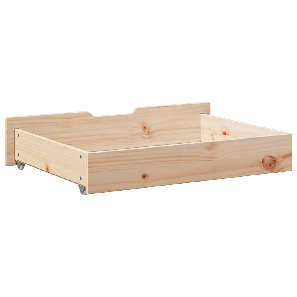 sengeskuffer med hjul 2 stk. 80x55x17 cm massivt fyrretræ