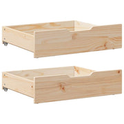 sengeskuffer med hjul 2 stk. 75x55x17 cm massivt fyrretræ
