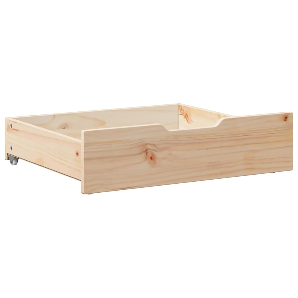 sengeskuffer med hjul 2 stk. 75x55x17 cm massivt fyrretræ