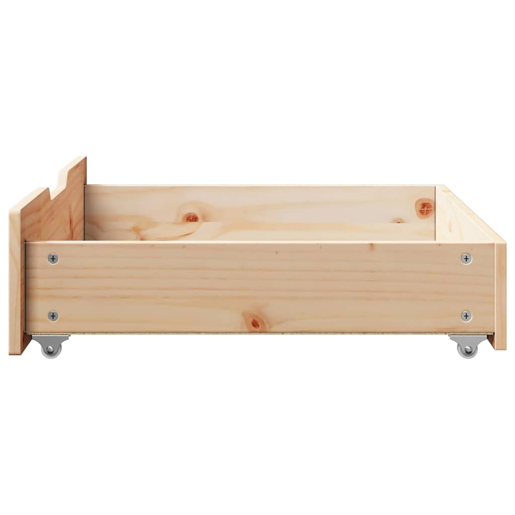 sengeskuffer med hjul 2 stk. 75x55x17 cm massivt fyrretræ