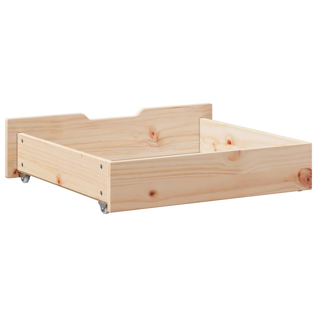 sengeskuffer med hjul 2 stk. 75x55x17 cm massivt fyrretræ