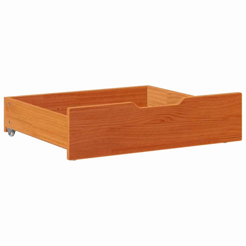 sengeskuffer 2 stk. 65x55x17 cm massivt fyrretræ gyldenbrun