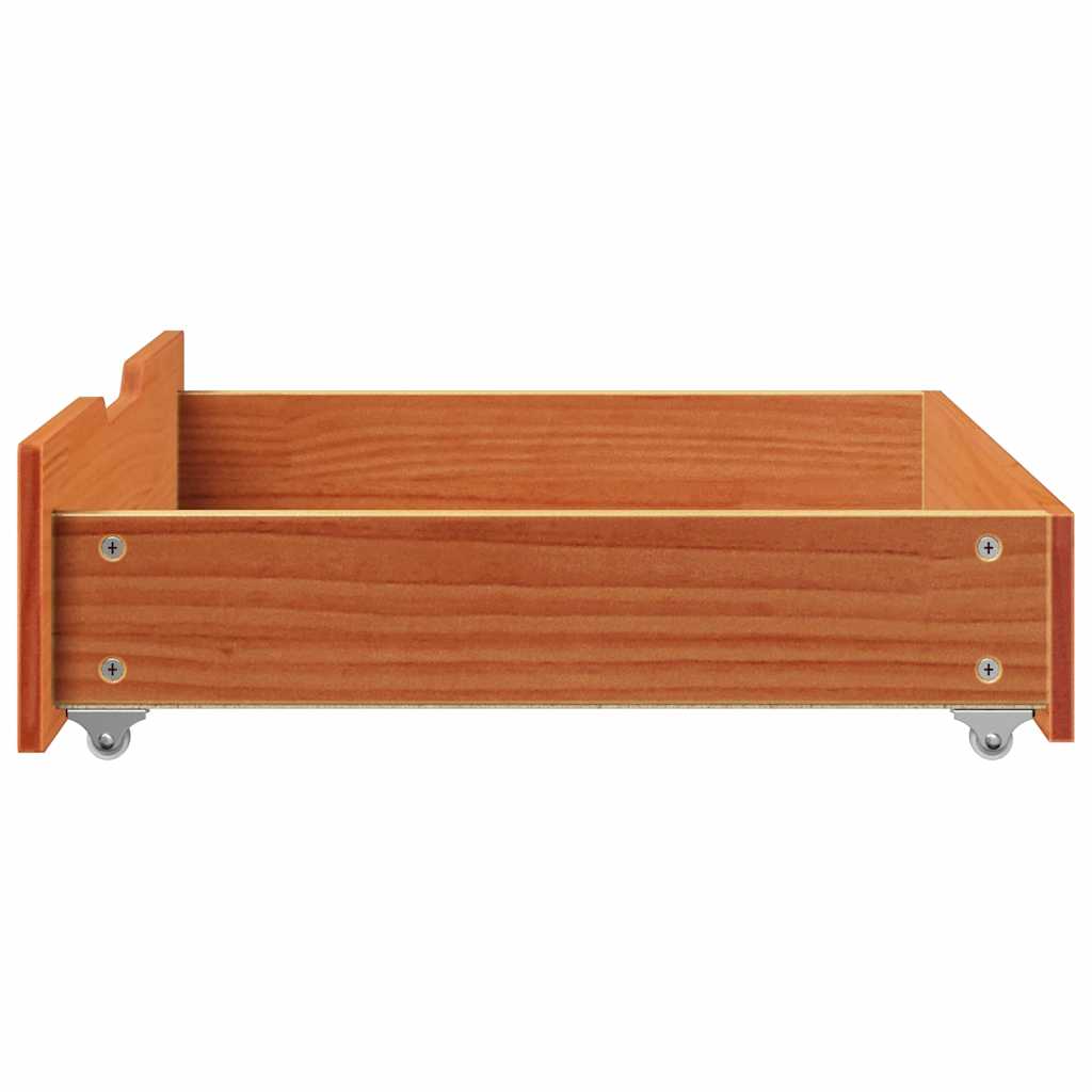 sengeskuffer 2 stk. 65x55x17 cm massivt fyrretræ gyldenbrun
