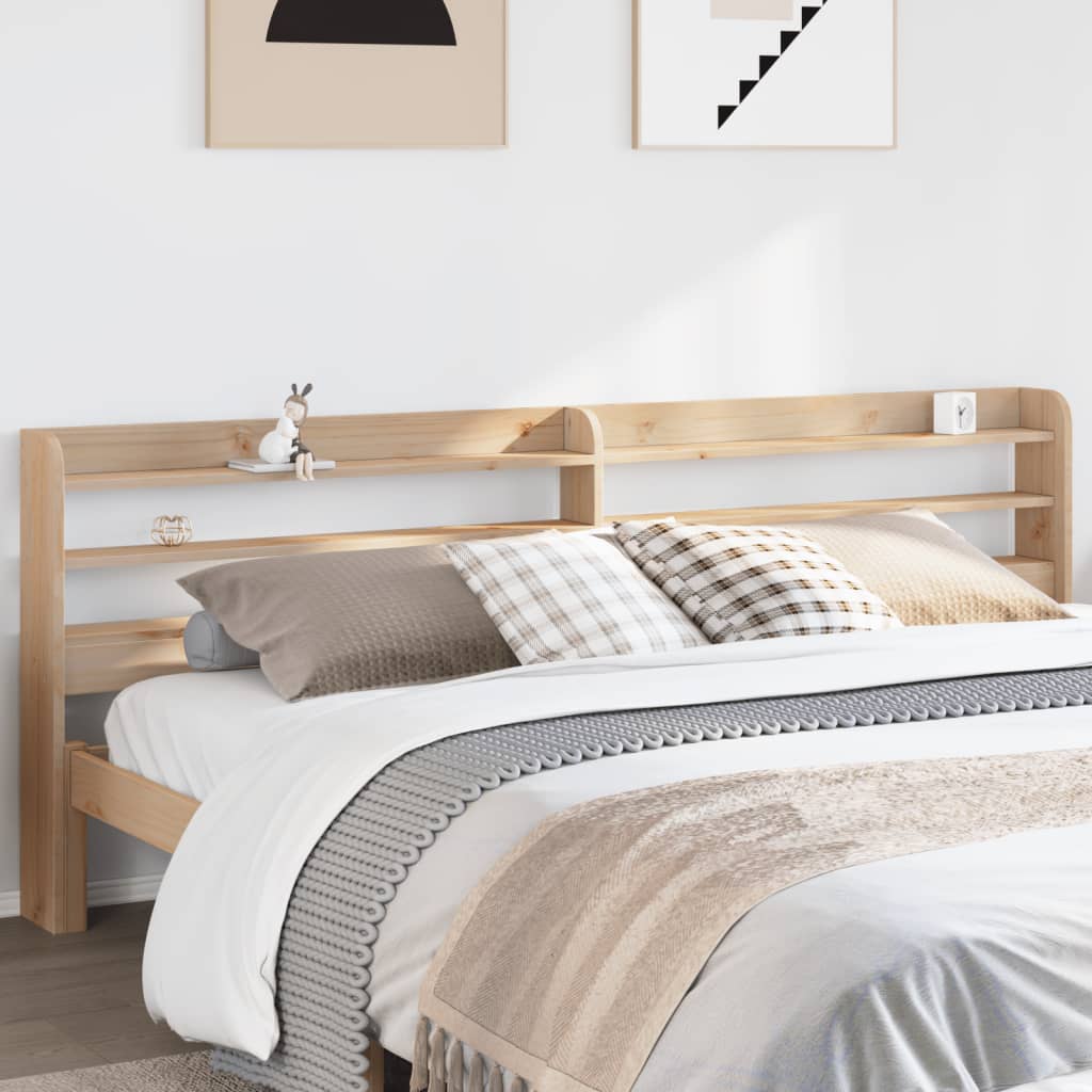 sengegavl med hylder 200 cm massivt fyrretræ